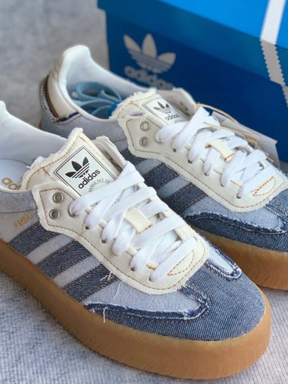 Adidas Samba Platform Light Blue Denim Gum Sole Shoes - Picture 7 of 7